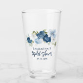 Verre Cadeau de souvenir de douche nuptiale florale bleu (Devant)