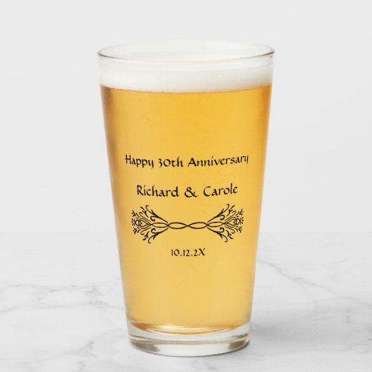 Verre Cadeau élégant personnalisé pour les 30 ans de mar (Devant (rempli))