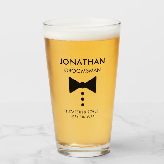 Verre Cadeau Groomsman personnalisé Mariage Tuxedo moder (Devant (rempli))