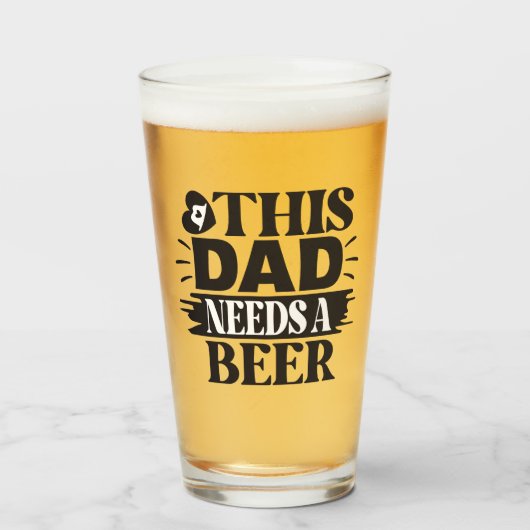 Verre Cadeau pour papa Beer Lover Fête des pères Cadeaux (Devant (rempli))