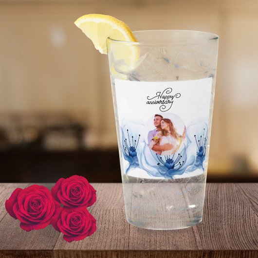 Verre Cadeau souvenir floral romantique pour les 8 ans d