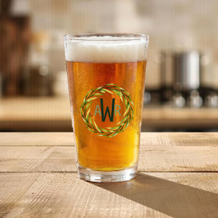 Verre Cadre de verdure à l'aquarelle Monogramme ID667