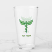 Verre Caducée avec feuilles (Devant)
