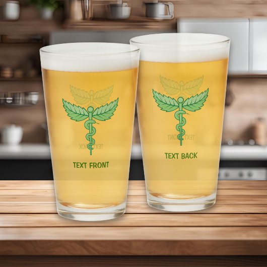 Verre Caducée avec feuilles