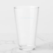 Verre Calligraphie de nom Script Plain Simple Blanc Bleu (Dos)