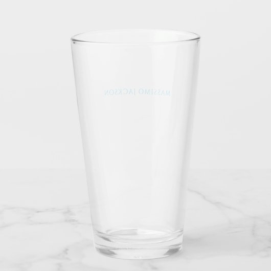 Verre Calligraphie de nom Script Plain Simple Blanc Bleu (Dos)