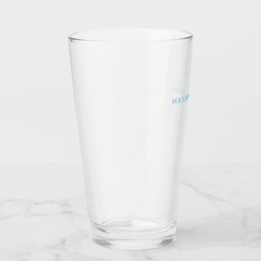 Verre Calligraphie de nom Script Plain Simple Blanc Bleu (Droite)