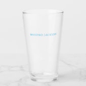 Verre Calligraphie de nom Script Plain Simple Blanc Bleu (Devant)