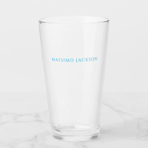 Verre Calligraphie de nom Script Plain Simple Blanc Bleu