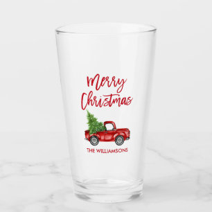 Verre Camion Vintage de Noël Red Brush