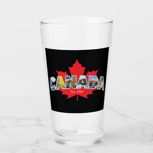 Verre "Canada Est. 1867" Avec Graphique Feuille D'Érable (Devant)