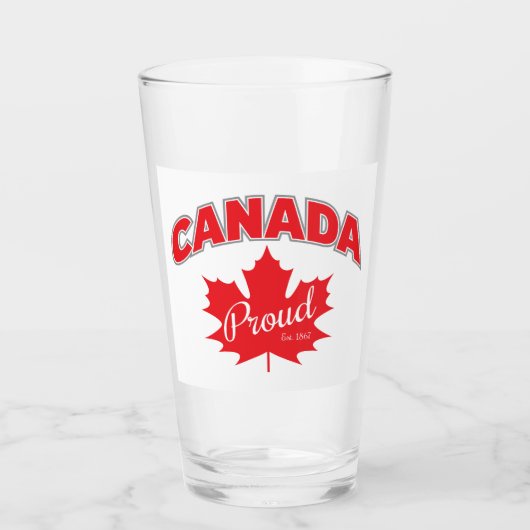Verre "Canada Fier Est. 1867" Avec Graphique Feuille D'É (Devant)