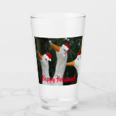 Verre Canards blancs portant des chapeaux rouges Noël (Devant)