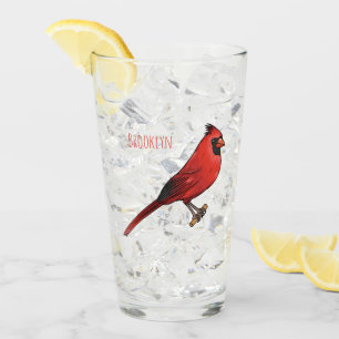 Verre Cardinal du Nord dessin animé d'oiseau