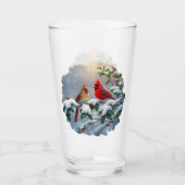 Verre Cardinaux rouges et Holly en neige (Dos)