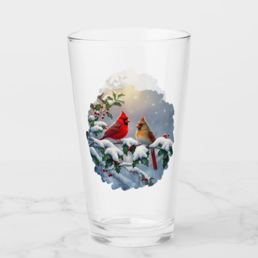 Verre Cardinaux rouges et Holly en neige (Devant)