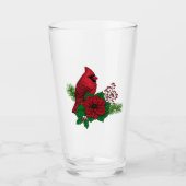 Verre Cardinaux rouges sur décoration de Noël (Devant)