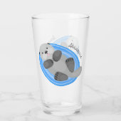 Verre Caricature bleu loutre de mer joyeux (Dos)