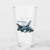Verre Caricature d'avion de chasse militaire (Devant)