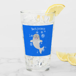 Verre Caricature de bulles de narval joyeux