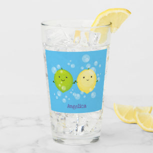 Verre Caricature de chaux de citron joyeux