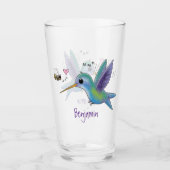 Verre Caricature de colibri d'abeille mignonne (Devant)