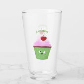 Verre Caricature de cupcake joyeux (Dos)