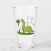 Verre Caricature de dinosaure de brontosaurus vert migno (Dos)