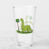 Verre Caricature de dinosaure de brontosaurus vert migno (Devant)