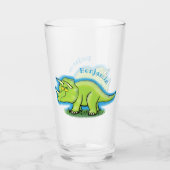 Verre Caricature de dinosaure de triceratops vert mignon (Devant)