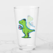 Verre Caricature de dinosaure vert t rex (Devant)