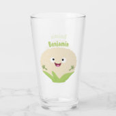 Verre Caricature de légume de chou-fleur joyeux (Dos)