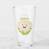 Verre Caricature de légume de chou-fleur joyeux (Devant)