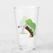 Verre Caricature de lézard de caméléon vert joyeux (Devant)