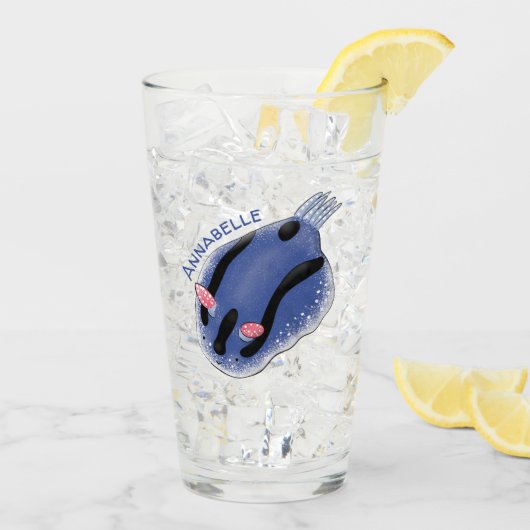 Verre Caricature de nudibranche bleu mignon (Dos glace)