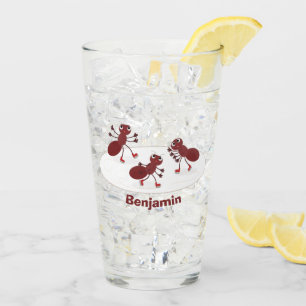 Verre Caricature de patinage sur glace de Happy red four