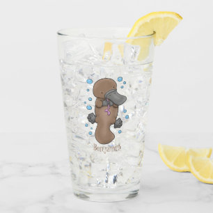 Verre Caricature de platypus bébé très heureuse
