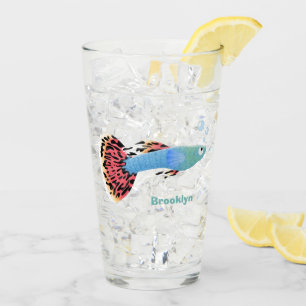 Verre Caricature de poisson tropical guppy très chic