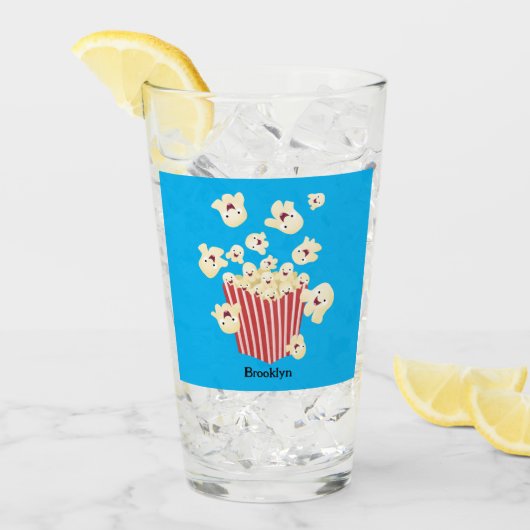 Verre Caricature de pop-corn drôles (Devant glace)