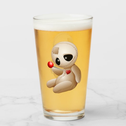 Verre Caricature de poupée vaudou en amour (Devant (rempli))