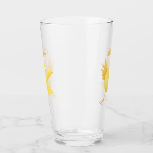 Verre Caricature d'oiseau canari jaune chantant mignon (Gauche)