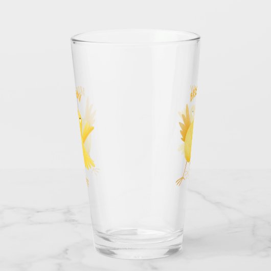 Verre Caricature d'oiseau canari jaune chantant mignon (Droite)