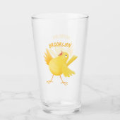 Verre Caricature d'oiseau canari jaune chantant mignon (Devant)