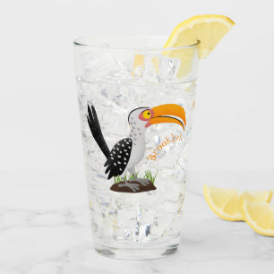 Verre Caricature d'oiseau de safari de barbecue jaune am