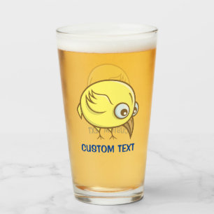 Verre Caricature d'oiseau jaune