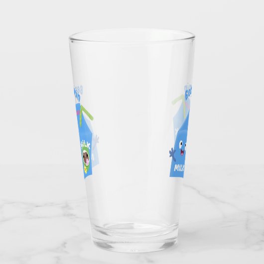 Verre Caricature en carton de lait joyeux (Droite)