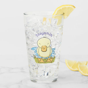Verre Caricature jaune mignon pour canard bébé