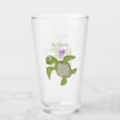 Verre Caricature joyeuse de tortue de mer verte mignonne (Dos)