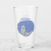 Verre Caricature joyeux de phoque et de poisson bleu (Devant)
