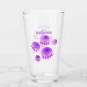 Verre Caricature kawaii de méduse violette rose mou (Devant)